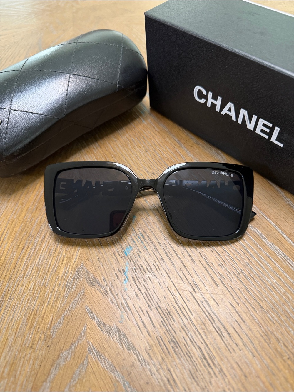 CHANEL Black Oversized Square Sunglasses